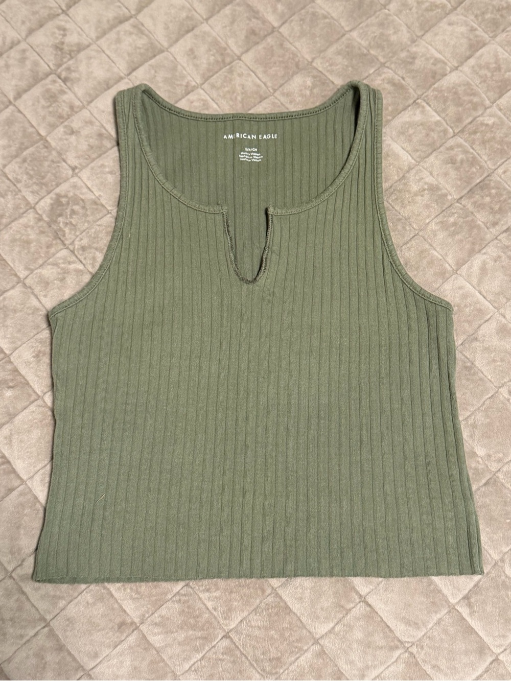 American Eagle Outfitters Olive Green Ribbed Notch Tank